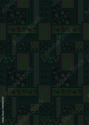 Patches work Bandana paisley, Traditional patch work,  folk fashion, Cultural, collage seamless eps vector file
