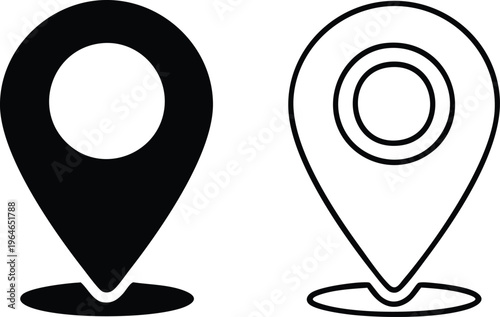 Black and white map pin location