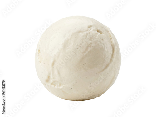 Vanilla ice cream scoop, creamy white gelato ball with realistic frozen texture, gourmet dairy dessert portion for food styling isolated PNG with Transparent Background
