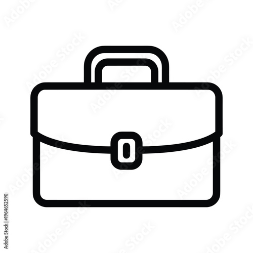 A sleek black briefcase featuring a double handle and a prominent button closure for secure and stylish carrying of documents and essentials