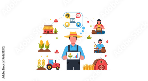 Farmer Using Digital Technology for Smart Farming, Agricultural Management, and Rural Economy