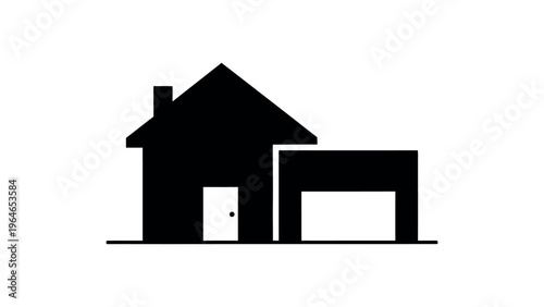 Black house and garage silhouette home