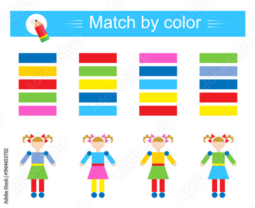 Match by color. Educational game for children. Preschool worksheet activity.