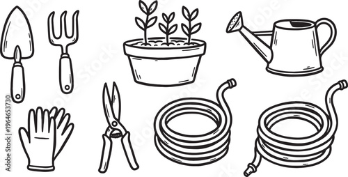 Gardening tools and equipment for plant care and maintenance