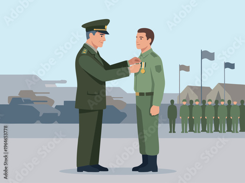 Bilde på lerret Military Award Ceremony Honoring a Soldier.