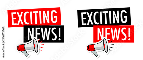 Text "Exciting news" with megaphone icon