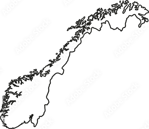 Norway vector map illustration with black outline on white background