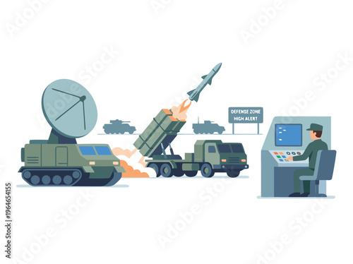 Military Missile Launch and Radar System.