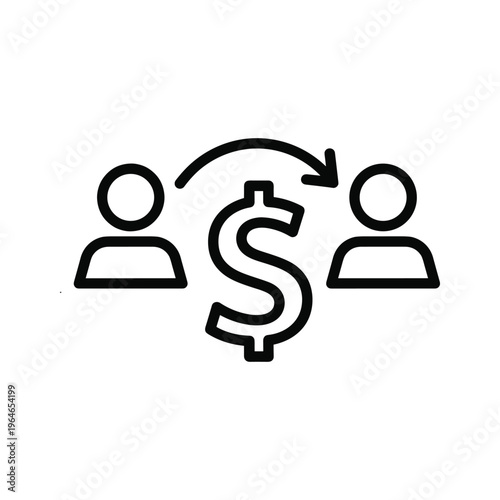 Two individuals exchanging money symbolizing financial transaction or economic interaction between parties