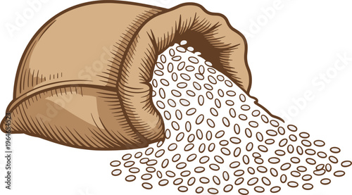 Grain, sack, seeds, agriculture, wheat, harvest, food, farming, bag, natural, organic, cereal, crop, rural, supply, nutrition, storage, illustration, isolated, produce