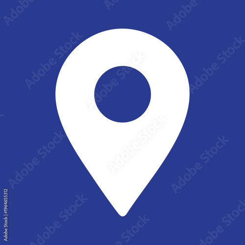 Free Download White map pin on blue background location - GFXLoad