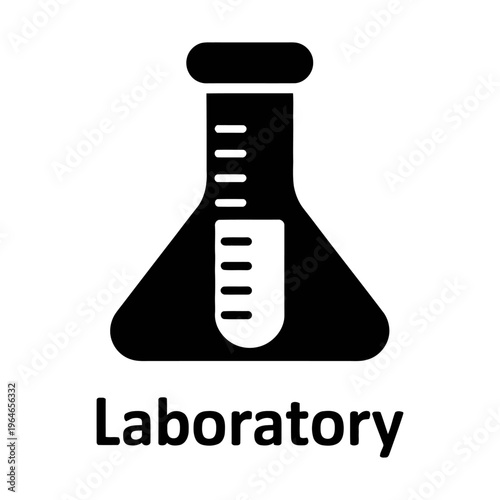 Vector icon of a laboratory flask used for scientific experiments indicating laboratory settings