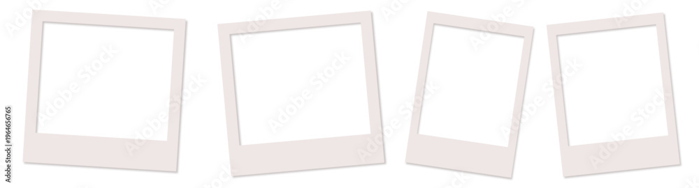 Fototapeta premium Empty white photo frame. Set realistic photo card frame mockup - vector for stock set of white plastic packaging