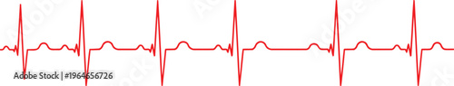 A red line representing a heart rhythm trace on a clean and isolated white background surface Vector