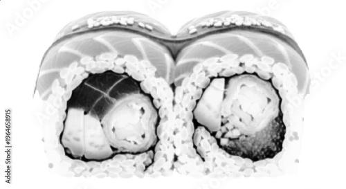 Halftone sushi vector illustration japanese food roll top view asian cuisine concept