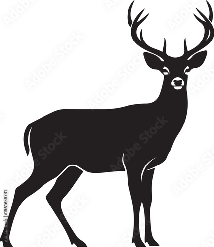 Deer, Buck, Stag, Black, Vector, Wildlife Icon