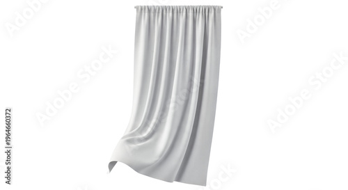 Beige Rod Pocket Curtain Panel on White Background. Elegant neutral drape for modern home décor.