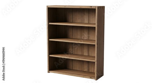 Rustic Reclaimed Wood 4-Shelf Bookcase with Distressed Finish. Vintage farmhouse style storage unit.