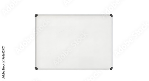 Blank White Dry Erase Whiteboard with Aluminum Frame. Empty magnetic office presentation board.