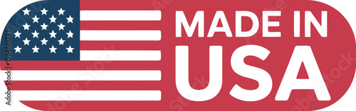 Made in USA label with American flag icon for product packaging and branding