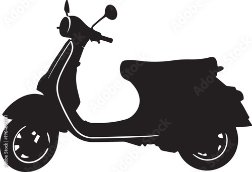 Scooter, motor scooter, black silhouette, vehicle icon, transportation symbol