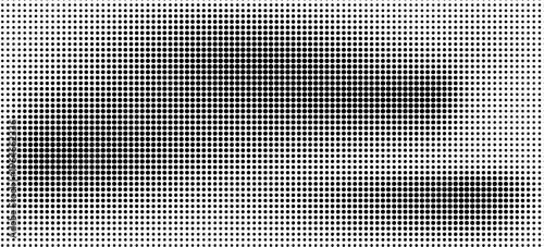 Hexagon halftone gradient texture. Abstract black and white spotted grunge background. Geometric retro tech wallpaper. Fading wavy hexagonal pattern backdrop. Vector vanishing honeycomb grunge
