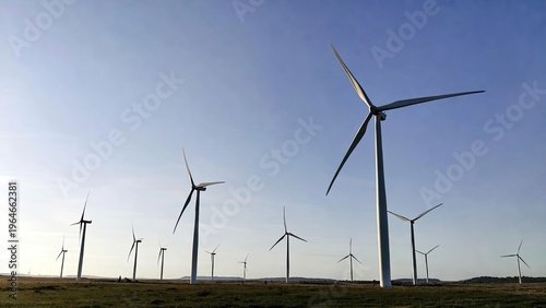 Renewable energy development wind turbines in an open landscape nature environment outdoor view