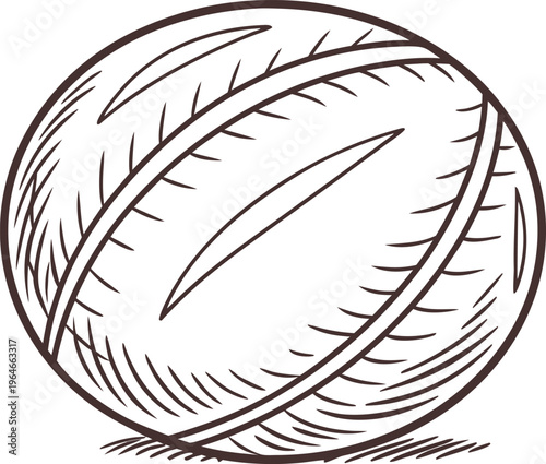 Brown style clew ball with rough hand drawn lines rough lines