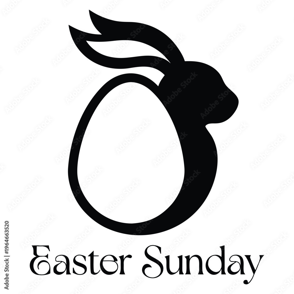 Obraz premium Minimalist Easter Bunny Egg Logo Icon with Negative Space Design