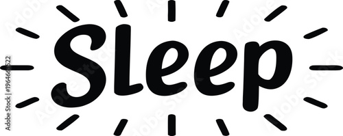Bold sleep text with thick black letters and zzz lines typography thick letters