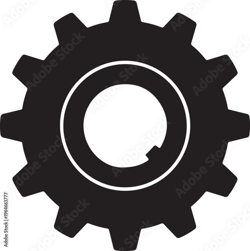 Gear icon, cogwheel symbol, mechanical gear, black silhouette