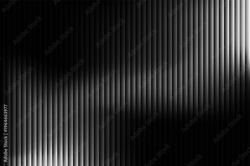 Fototapeta premium Abstract black and white vertical lines background with flowing gradient wave, minimal striped pattern texture, modern optical illusion design for digital art and contemporary visuals