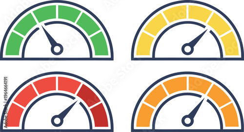 Colorful gauge meter dashboard components with multiple ratings score