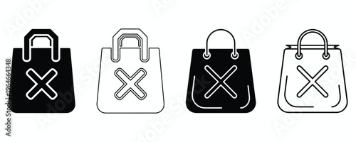 Shopping bag designs with x marks for retail and e commerce
