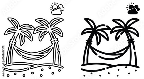 Tropical palm trees and hammocks illustration