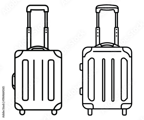 Line drawing of two hard sided luggage suitcases