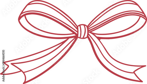 Bold red gift bow with thick outline and stylized tails red bow ribbon bow stylized bow