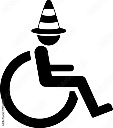 wheelchair icon traffic cone hat construction accessibility symbol