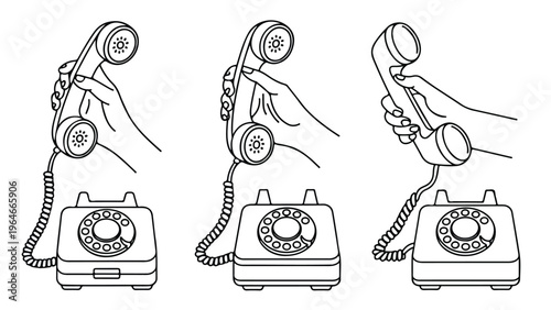 hand drawn set of old fashioned objects on wooden table