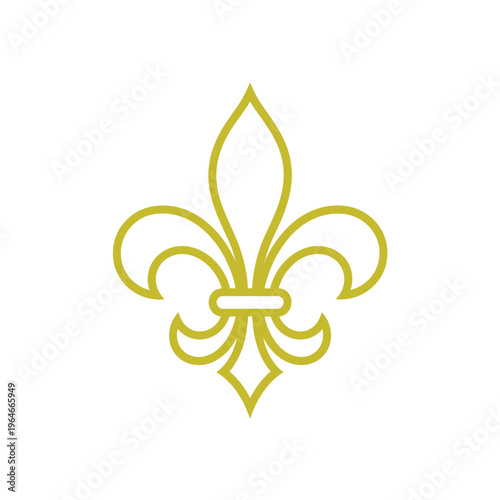 A golden fleur de lis symbol presented on a plain white background
