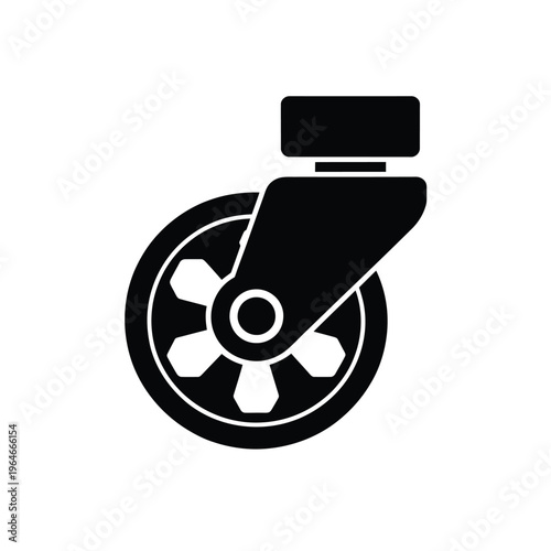 Simple black and white illustration of a furniture caster wheel