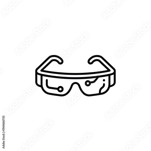 Linear drawing of virtual reality headset with simple clean lines