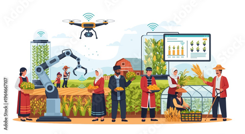 Sustainable Smart Farming: Diverse Farmers Harness AI, Robotics, Drones, and Data for Modern Global Agriculture and Future Food Production