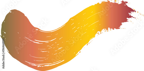 Vibrant gradient brush stroke with orange yellow and red hues on transparent background for design and artistic use