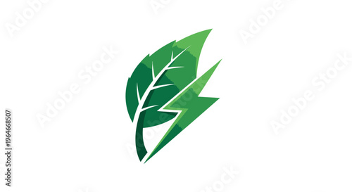 Green Leaf Energy Symbol - Sustainable Power and Growth Concept