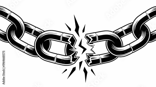 Broken chain illustration symbolizing freedom strength and overcoming obstacles