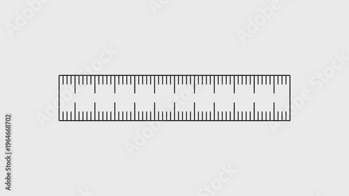Minimalist ruler vector icon, measuring scale tool with metric and imperial markings, precise measurement instrument for drafting and design