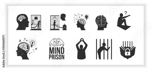 Brain Thinking and Mental Process Abstract Vector Collection Design