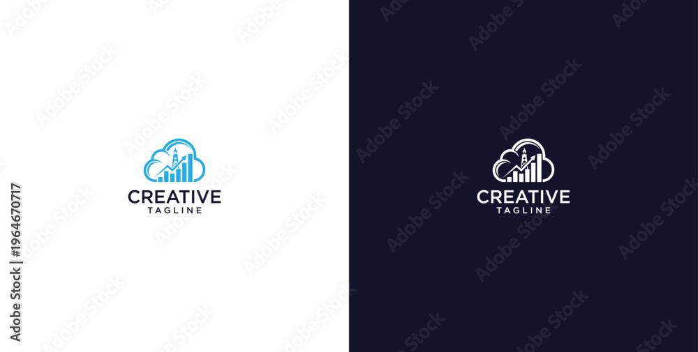 Fototapeta premium modern logo of innovative cloud software in the oil and gas sector
