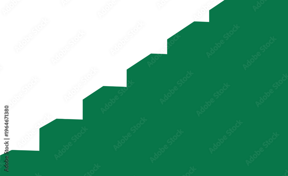 Fototapeta premium A green staircase icon with a minimalist design on a white background